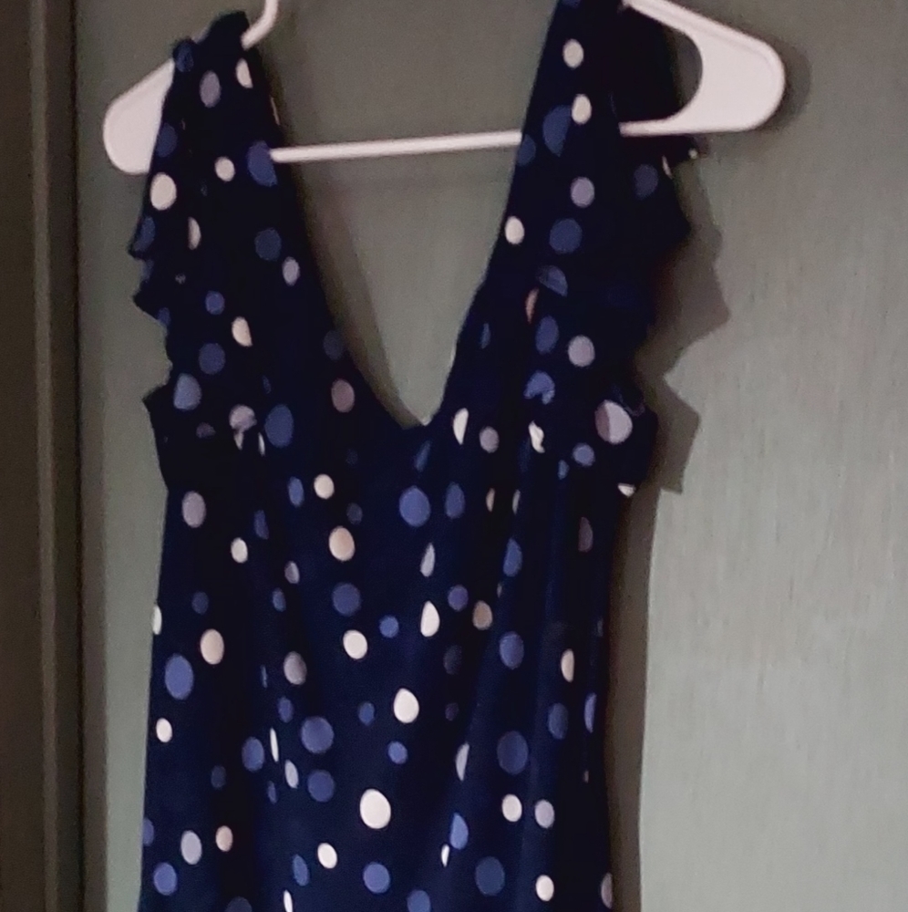 SL Fashions Blue and white polkadot dress